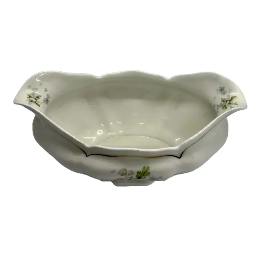 Antique PH Leonard Gravy Boat w/ Pink & Lavender Flowers Made In Vienna Austria